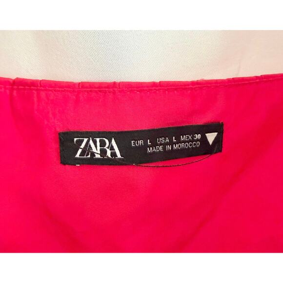 Zara Blogger's Fave Pink Puffed Sleeve Babydoll Mini Dress size L - Picture 4 of 12